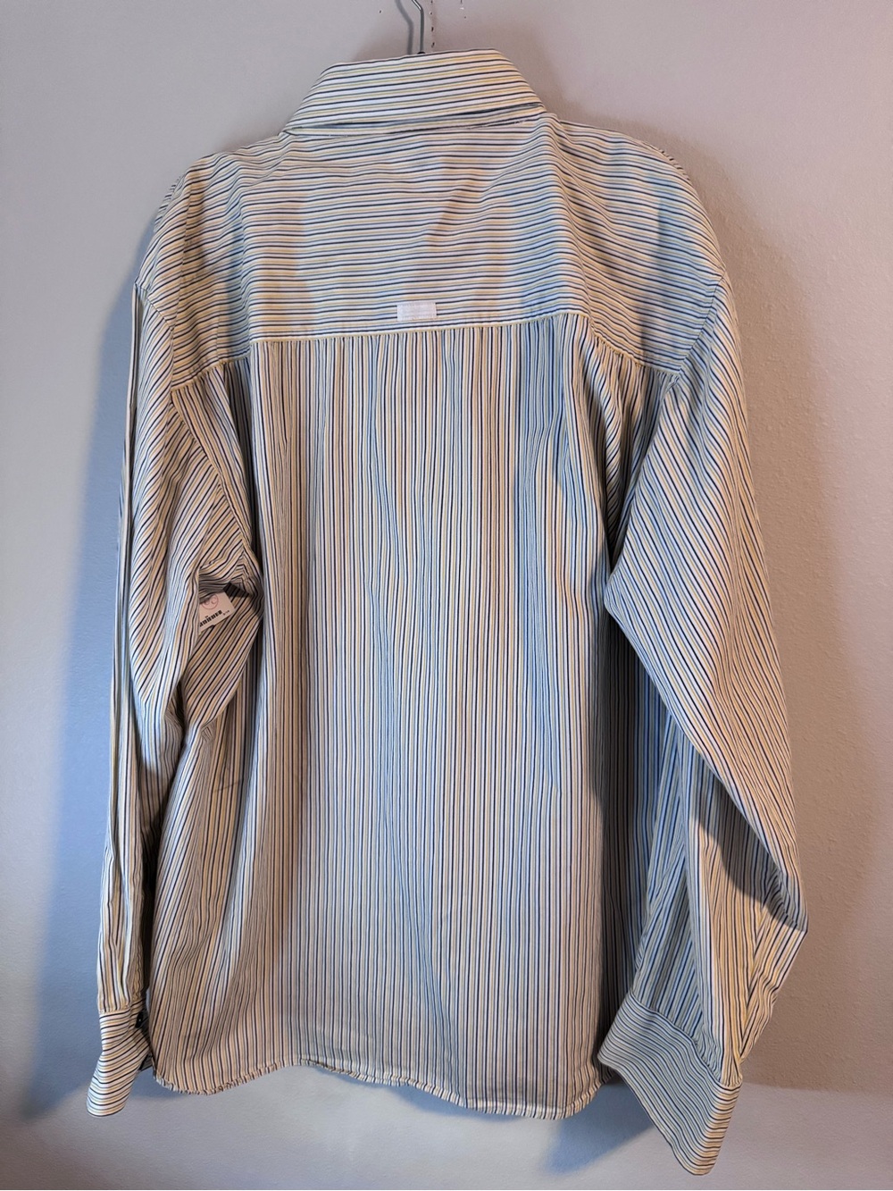 Men's Striped Button-Up Shirt - White with Navy Accents - Picture 8 of 9